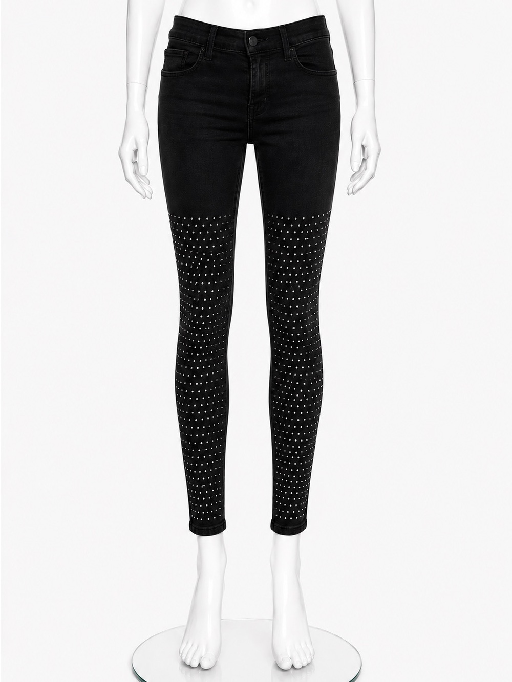 J Brand Black Skinny Jeans with Knee-to-Ankle Stud Accents